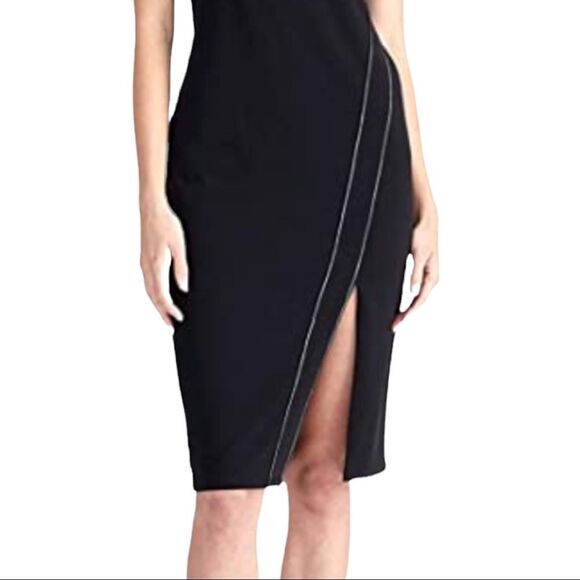 NEW Rachel Roy Midi Sheath Dress Black Sleeveless Contrast Stitching Sz M - Picture 3 of 16